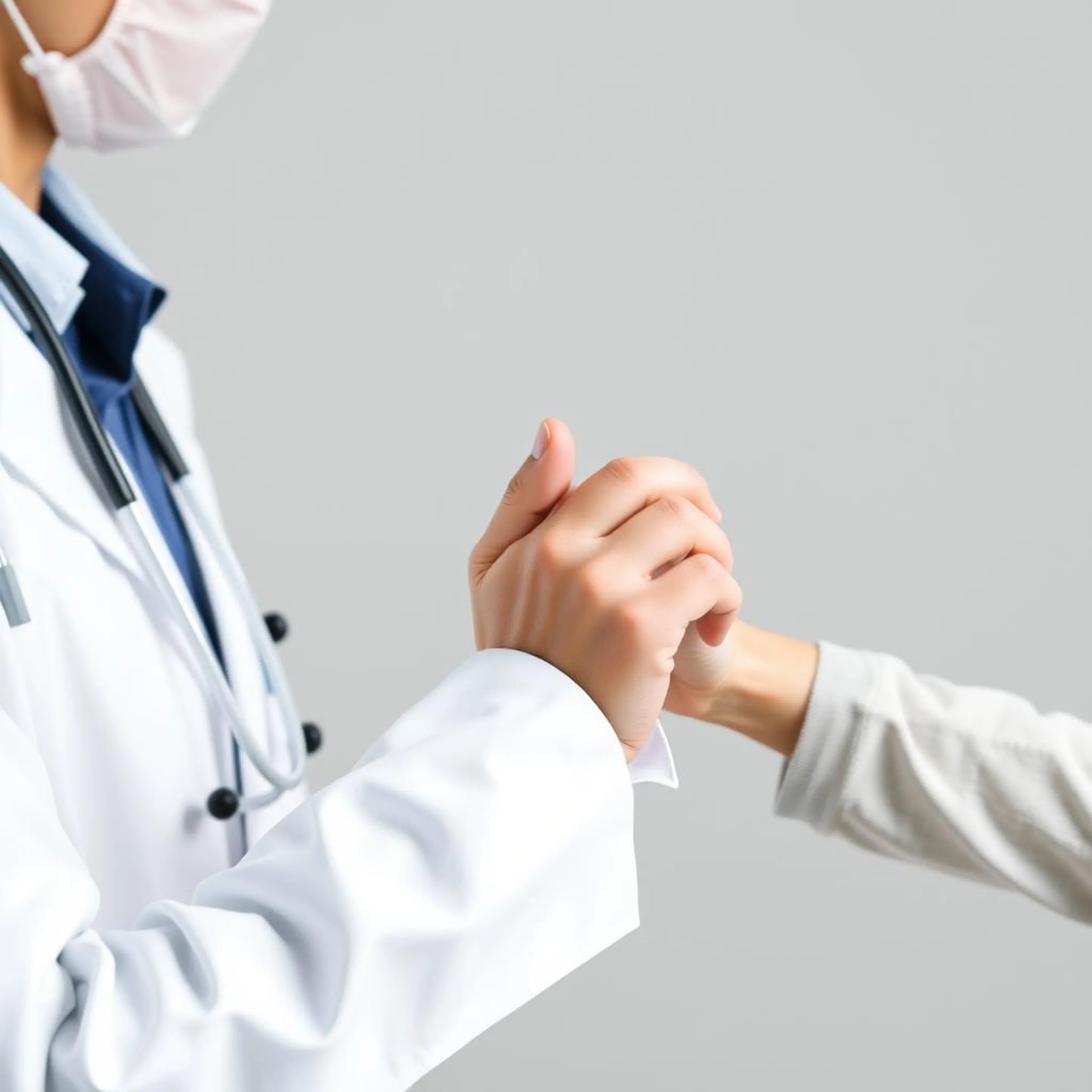 Arzt hält die Hand einer Patientin